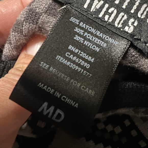 Social Collision Sweater Womens Medium Black & Gray Crow Goth Punk - Picture 6 of 7